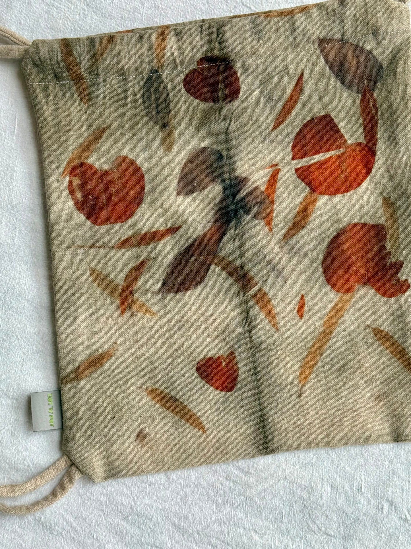 back of an eco-printed woolen bag by DOT 'N' POT
