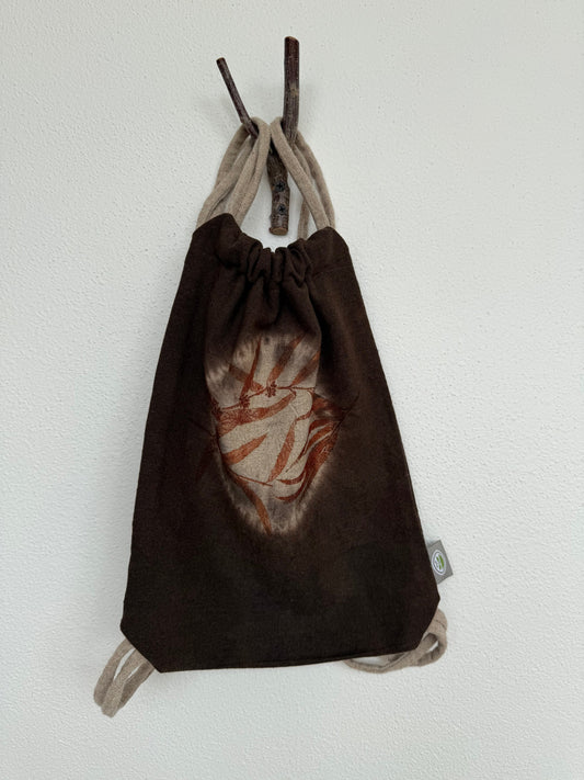 drawstring bag made of wool an naturally dyed with logwood and cutch by DOT 'N' POT