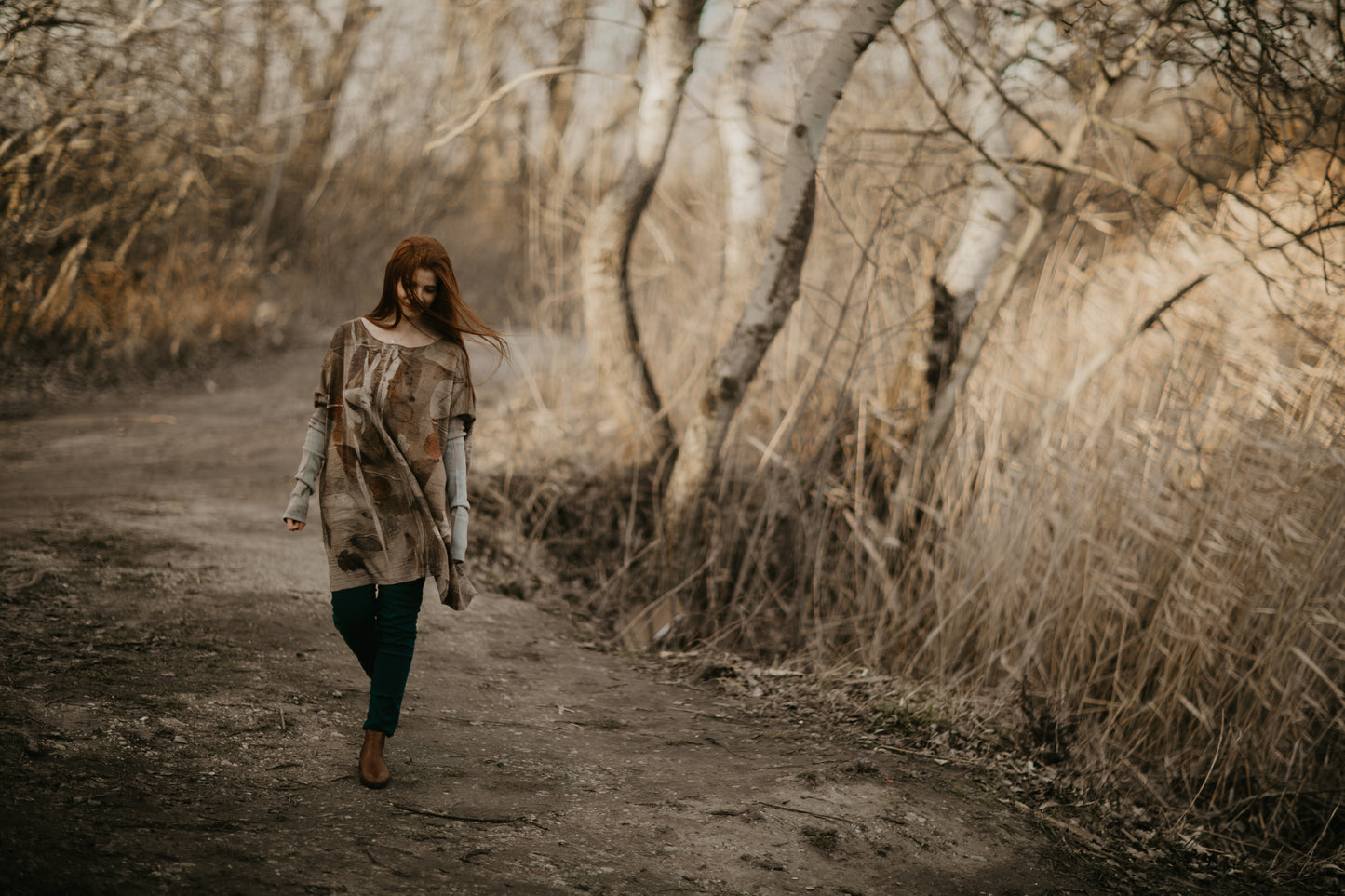 BROWN ECO_PRINT TUNIC