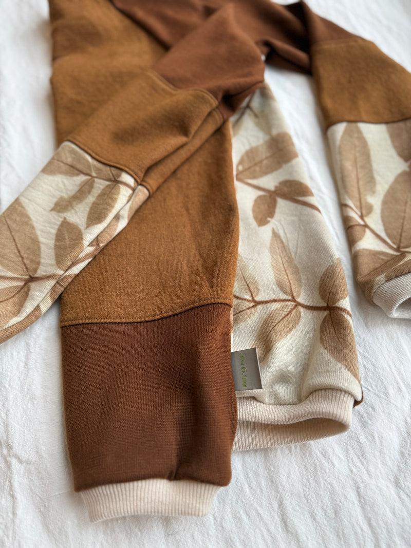 Upcycled and eco.printed brown Walnut merino wool pullover for women from the Women's - UPCYCLED collection