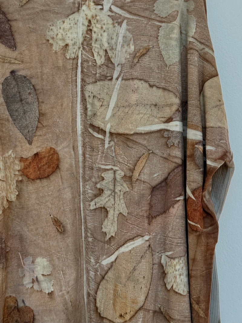 Naturally dyed and eco-printed brown merino wool tunic from the Women's - NATURALLY DYED collection