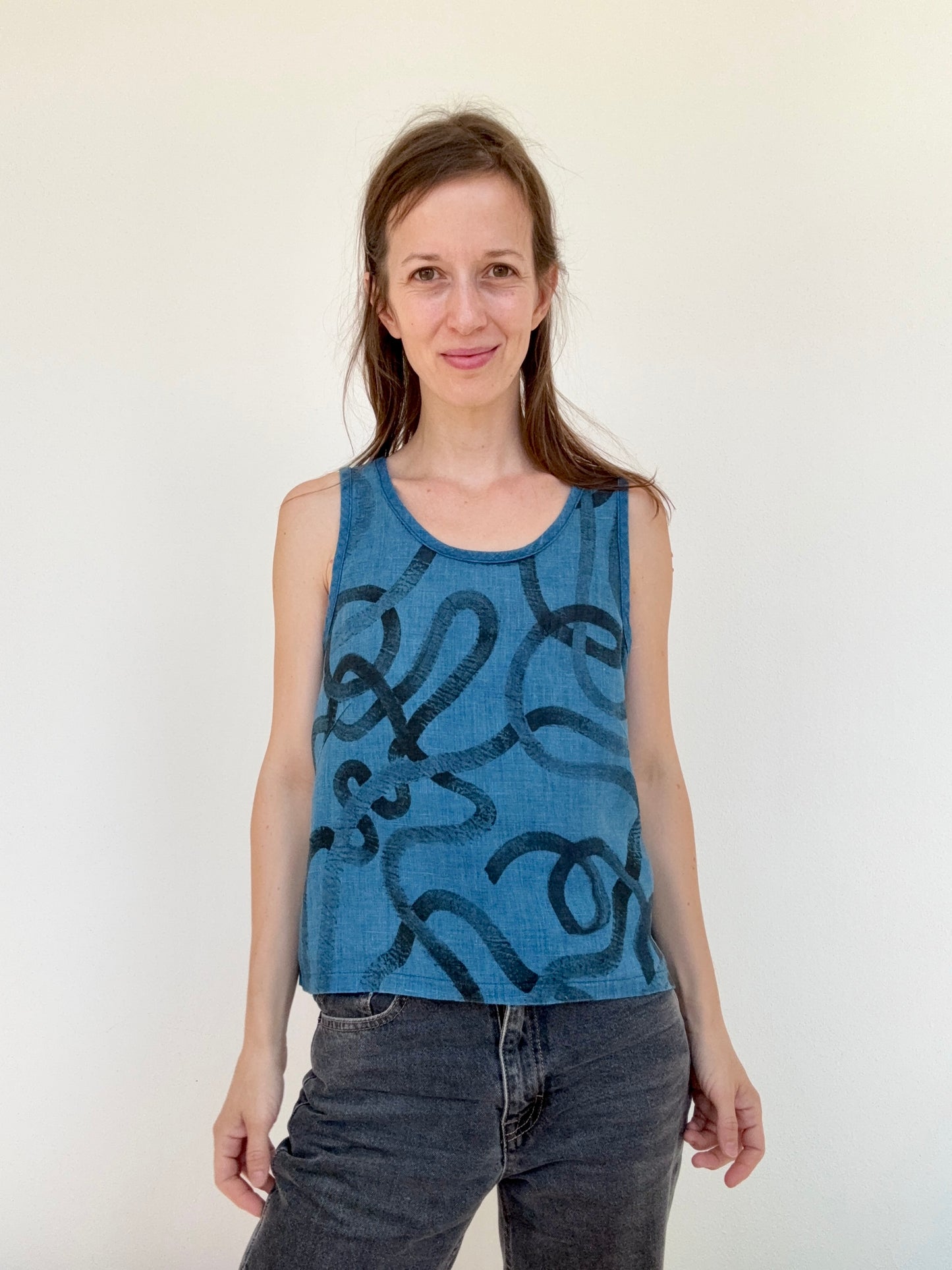 HAND-PAINTED INDIGO TOP, 34