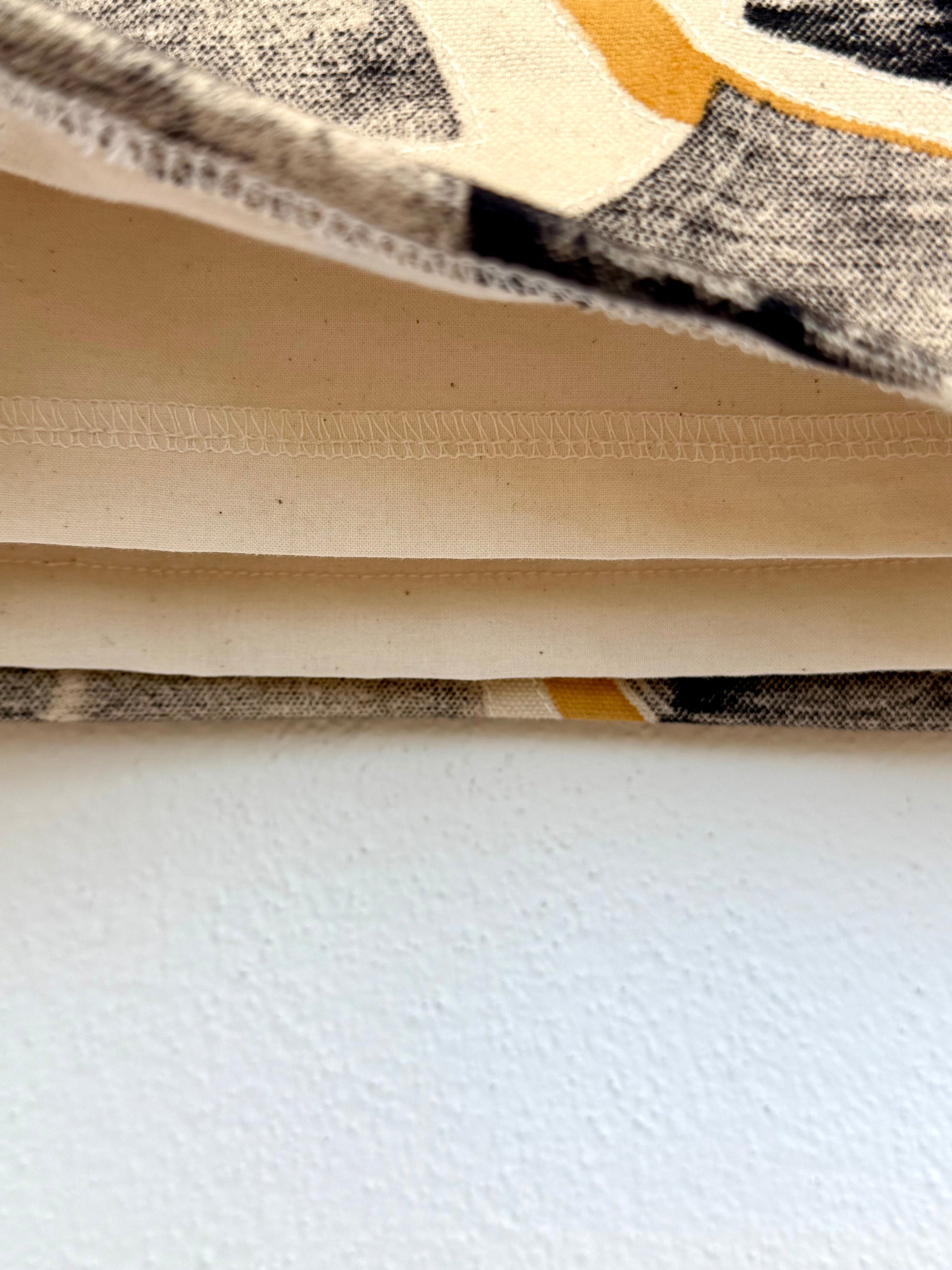 close-up of the lining of a hand-painted top