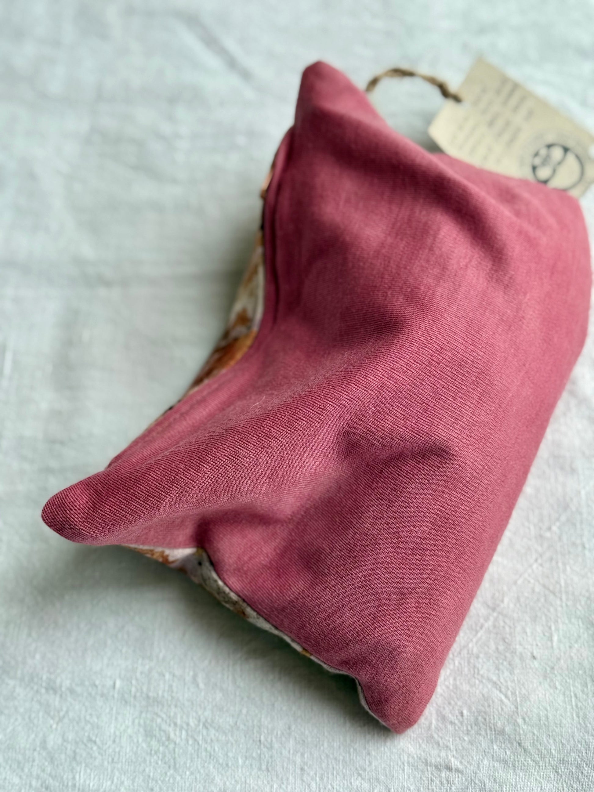 Back side of a lac dyed natural herbal dream pillow