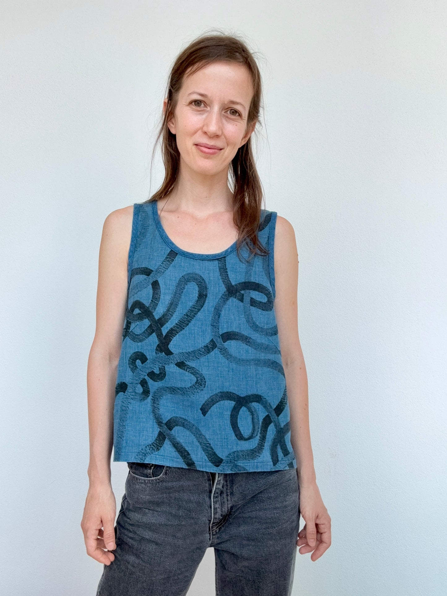 HAND-PAINTED INDIGO TOP, 34