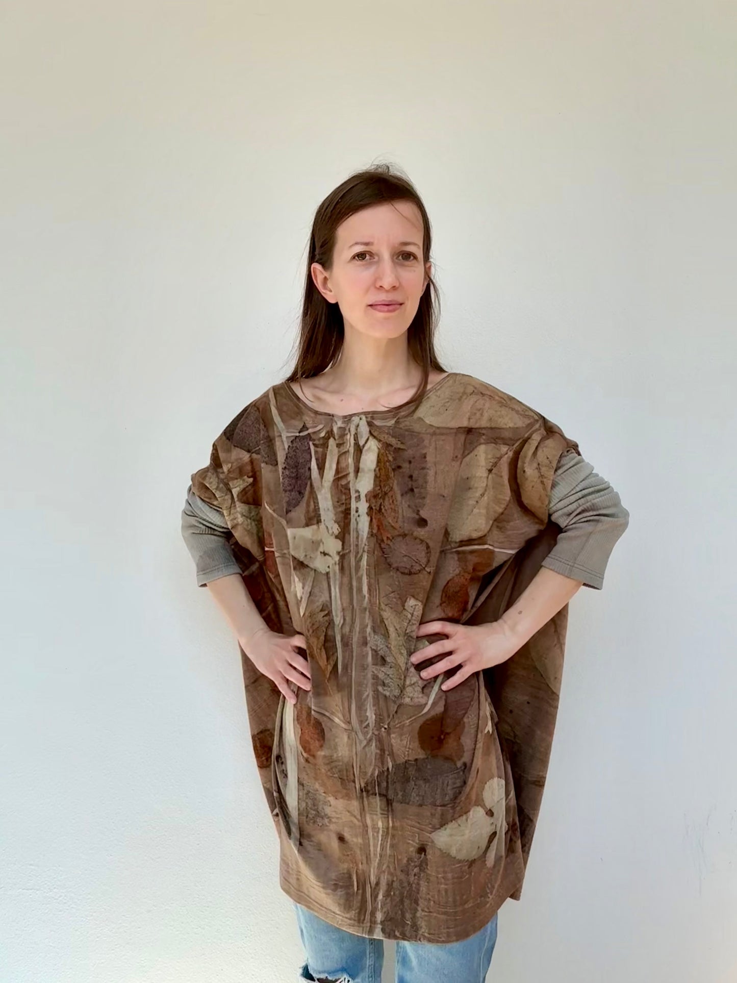 BROWN ECO_PRINT TUNIC