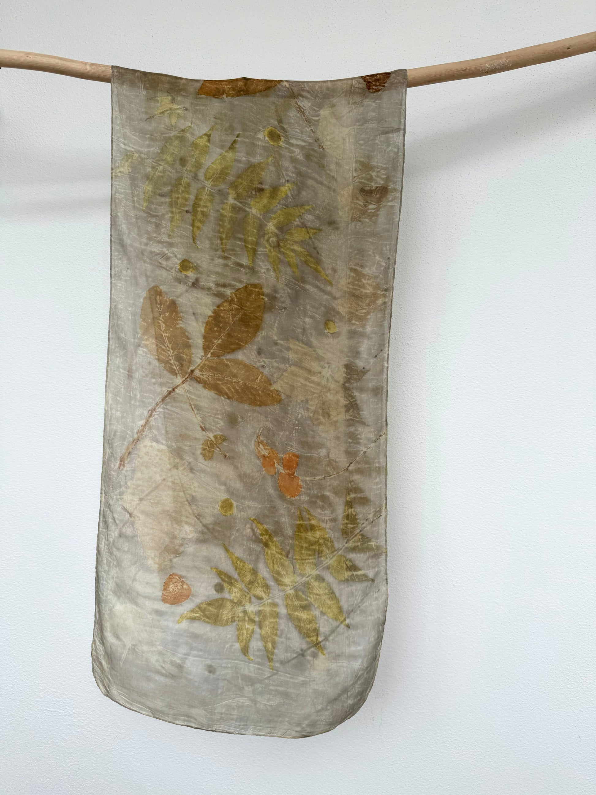 naturally dyed and eco-printed with leaves like walnut, sumac and eucalyptus - by DOT 'N' POT