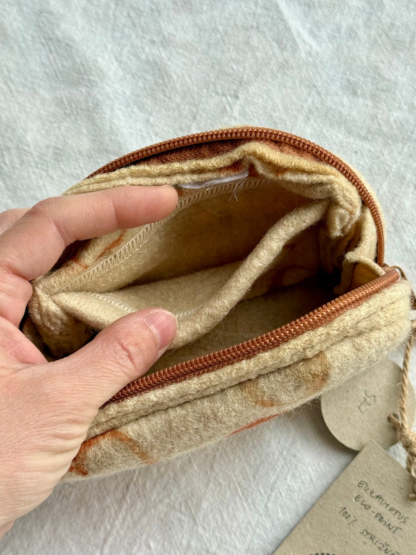 inside of a woolen purse - close up of the pocket