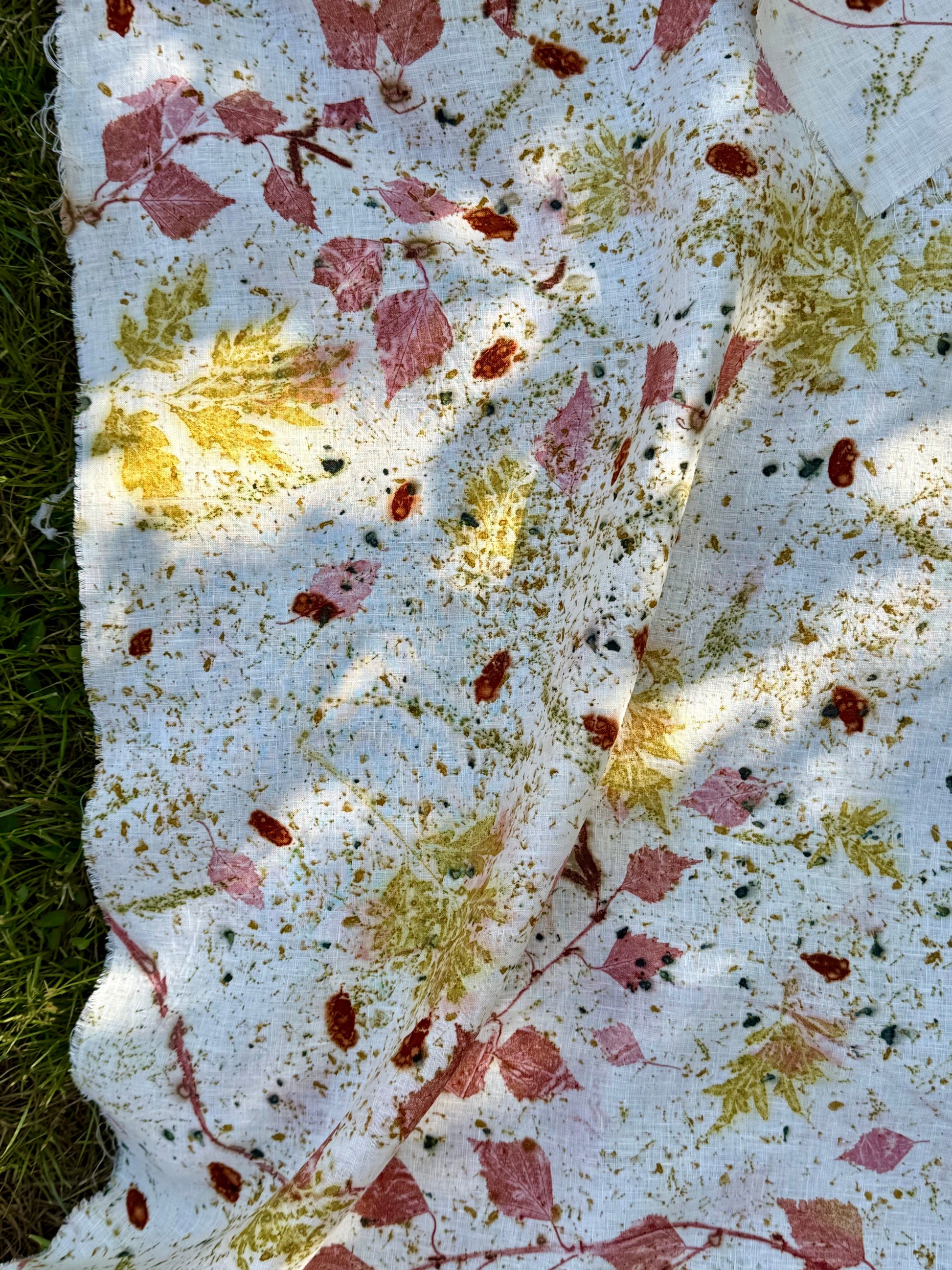 Eco-printed hemp fabric by DOT 'N' POT