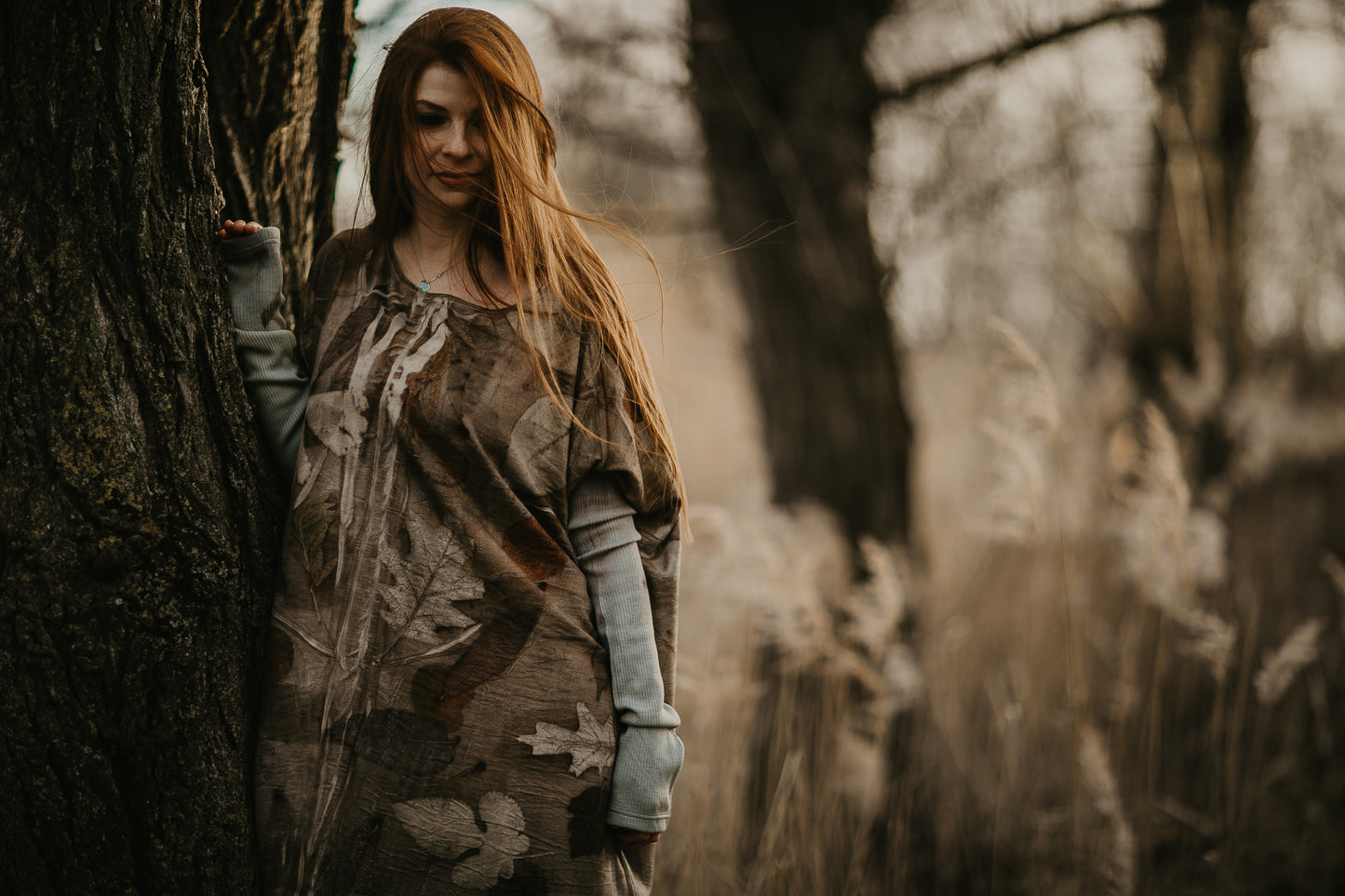 BROWN ECO_PRINT TUNIC