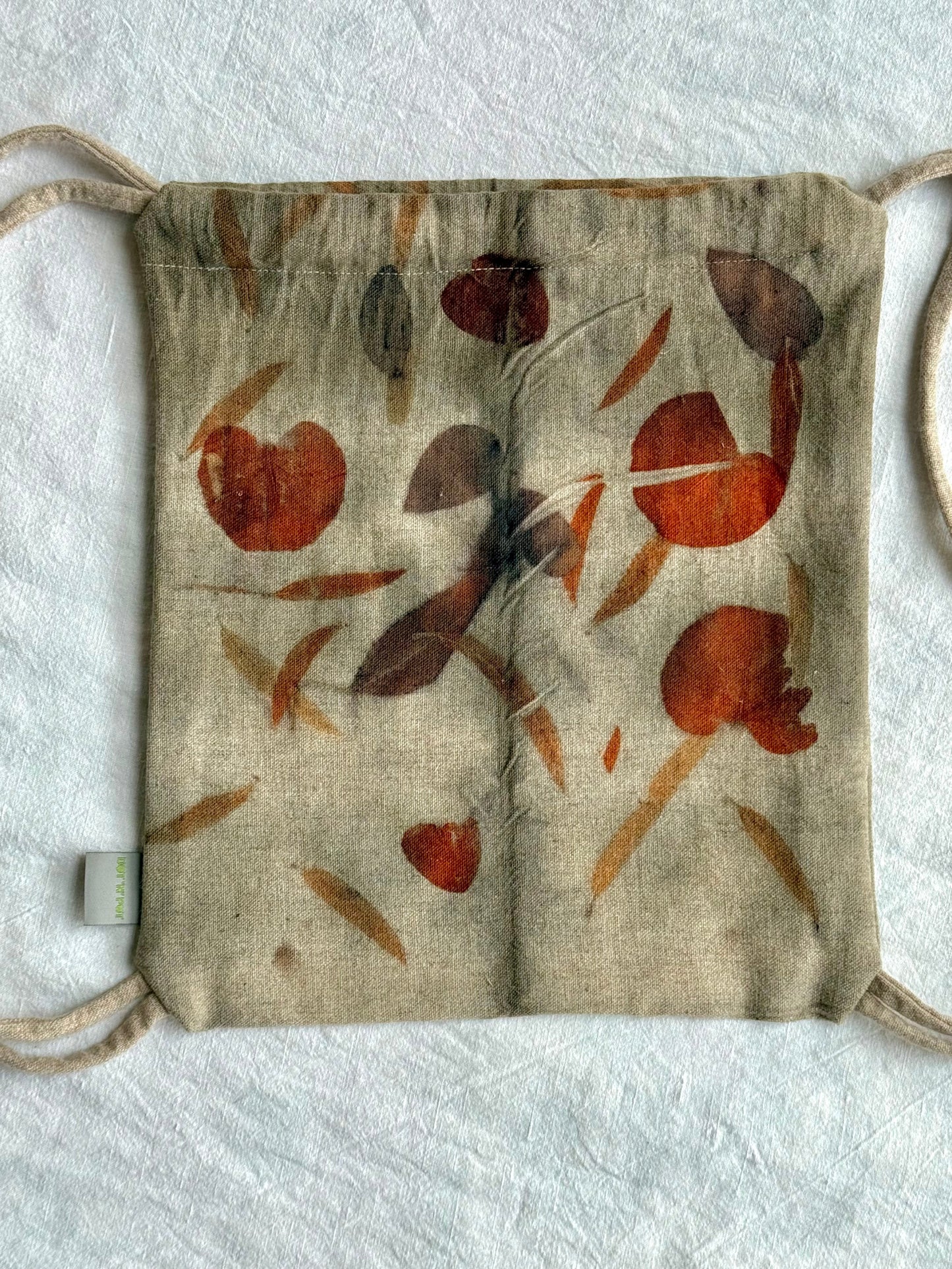 back of an eco-printed woolen bag by DOT 'N' POT