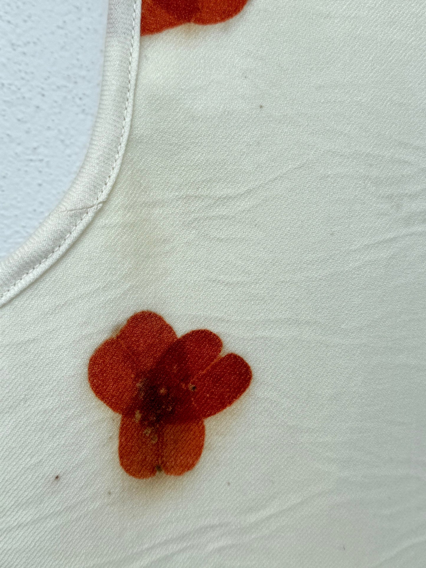 merino wool tank top eco-printed - close-up of the fabric texture