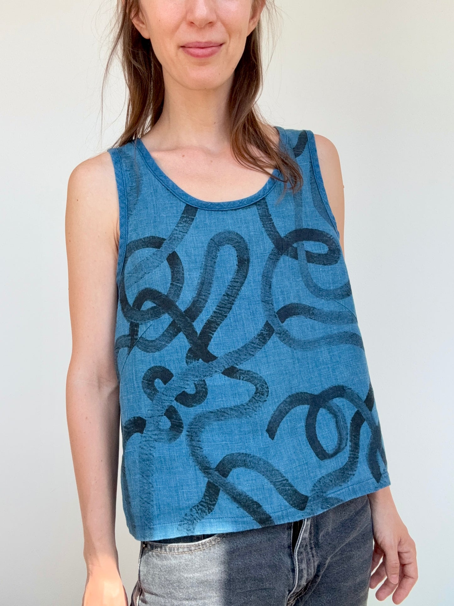 HAND-PAINTED INDIGO TOP, 34
